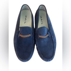 The Rail mens blu suede driving mocc loafers w braided leather detail US SZ 10